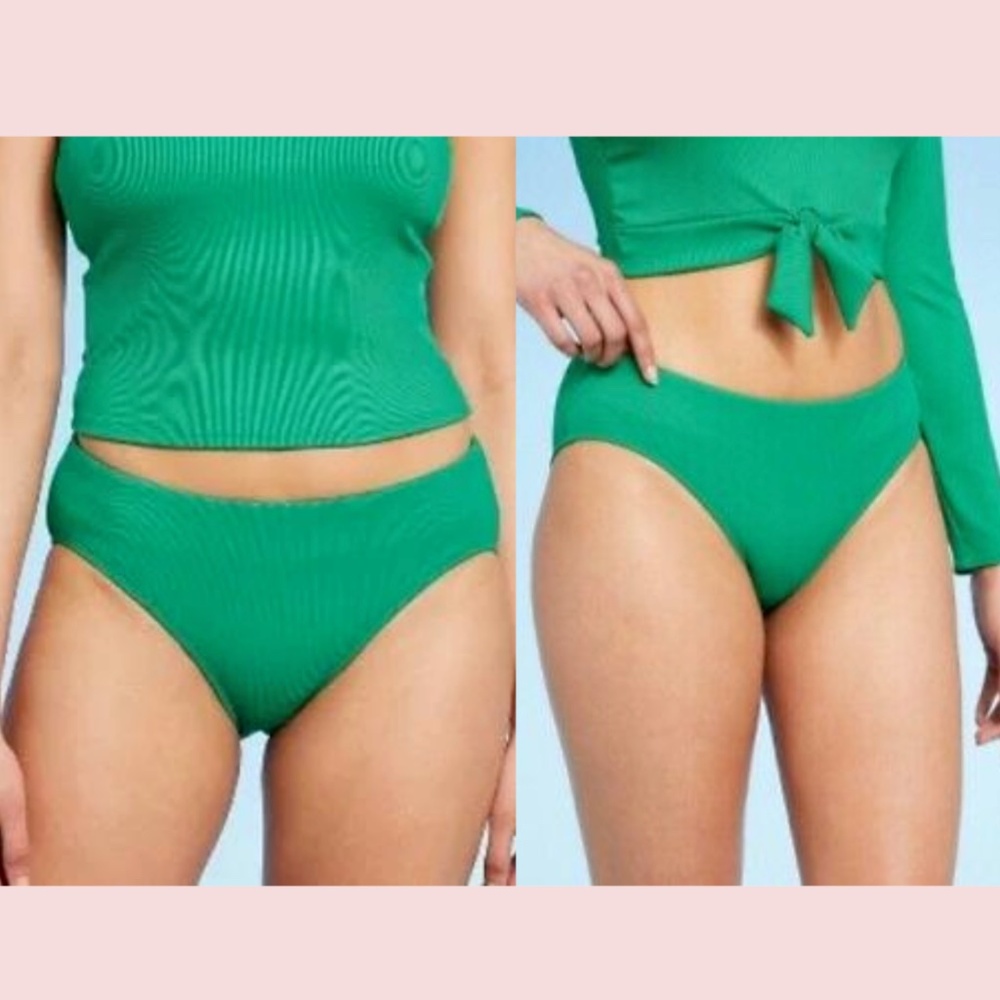 NWT $22 All in Motion [ Medium ] Ribbed‎ Bikini Bottom in Green